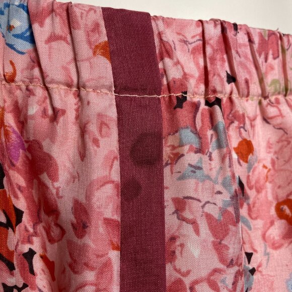 Vintage 70s Chessa Davis Skirt Maxi Hippie Floral Fringe Trim Peasant Pink Retro - Picture 8 of 15